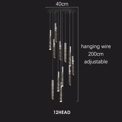 Modern geometric crystal chrome led chandelier living room pendant light