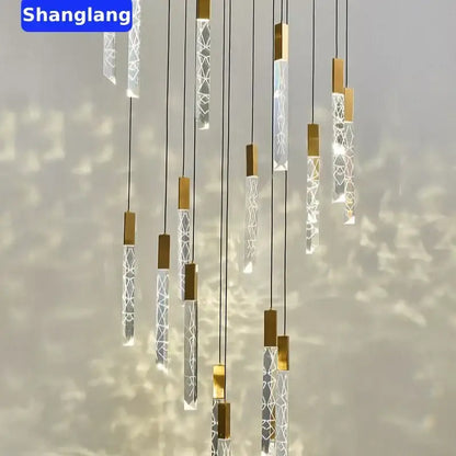 Modern geometric crystal chrome led chandelier living room pendant light