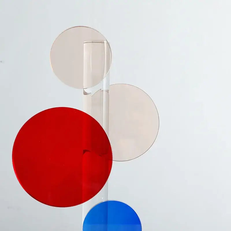 Modern geometric crystal circle sculpture blue & red living room decor