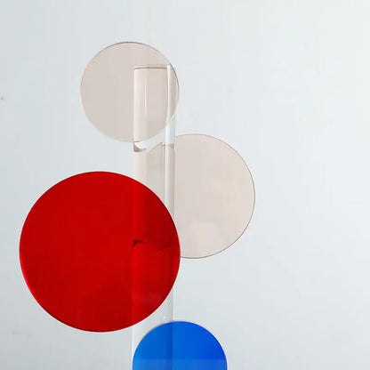 Modern geometric crystal circle sculpture blue & red living room decor
