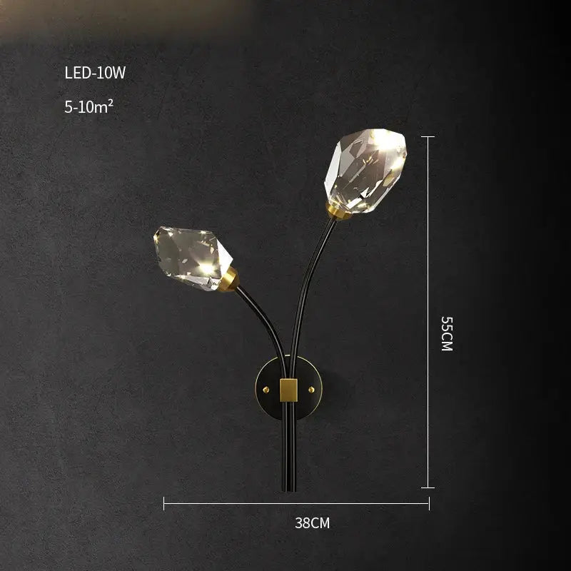 Modern geometric crystal copper black led chandelier dining room