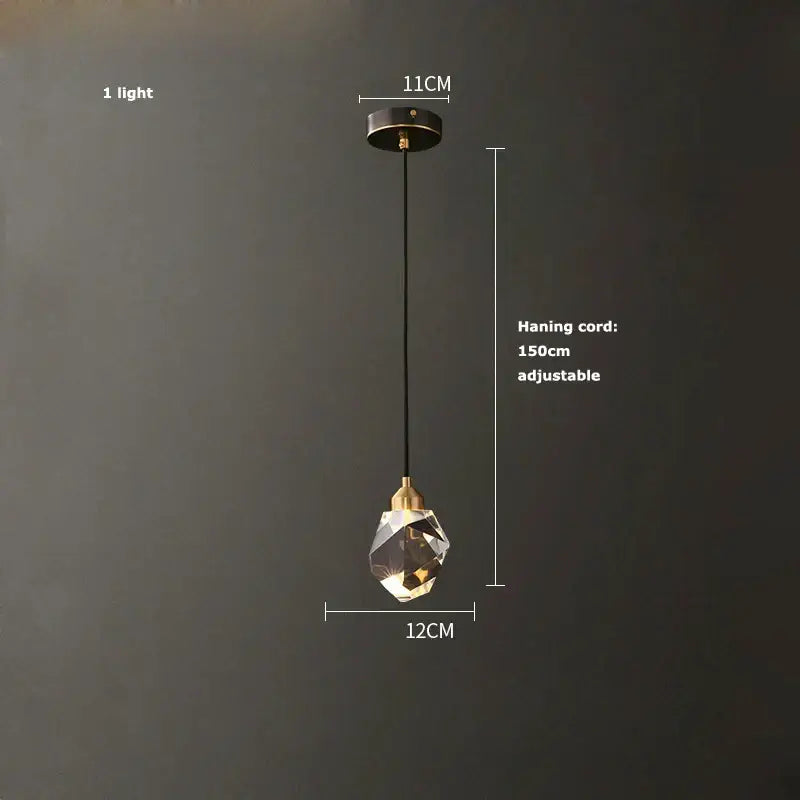 Modern geometric crystal copper black led chandelier dining room