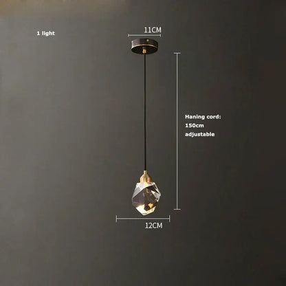 Modern geometric crystal copper black led chandelier dining room
