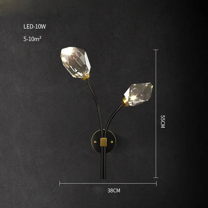 Modern geometric crystal copper black led chandelier dining room