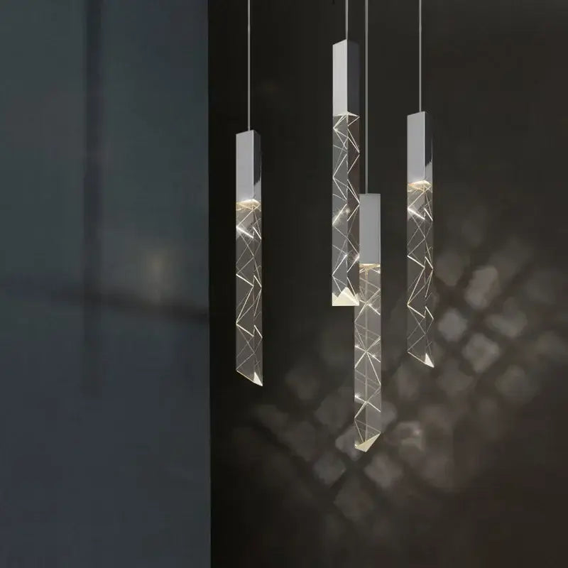 Modern geometric crystal glass led pendant light for living room