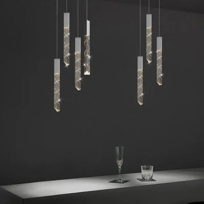Modern geometric crystal glass led pendant light for living room