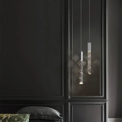 Modern geometric crystal glass led pendant light for living room