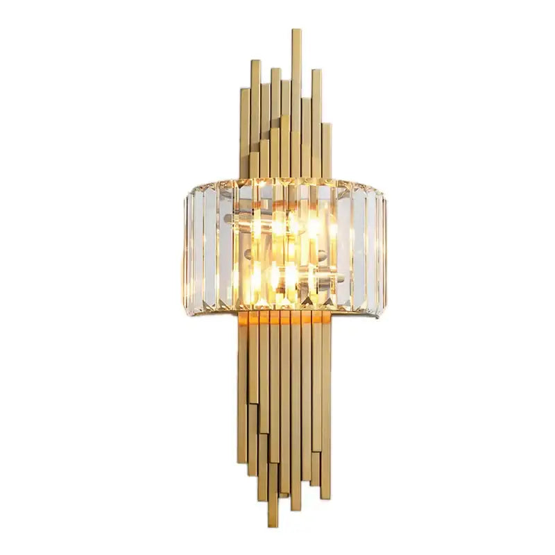 Modern geometric crystal gold wall lamp for living room