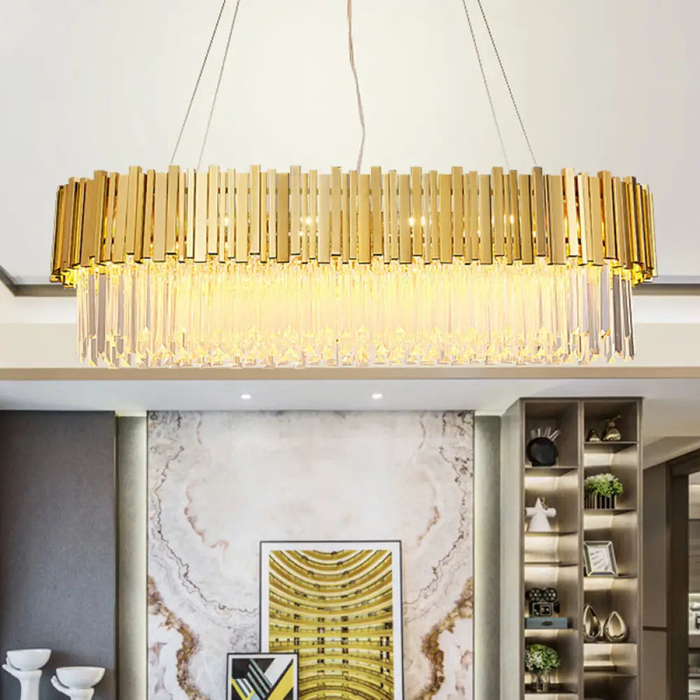 DecorBites™ Modern Geometric Crystal Prism Chandelier with 12 Gold Heads for Living Room Island