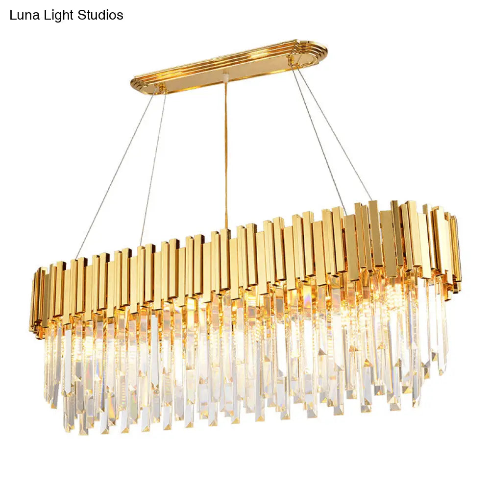 DecorBites™ Modern Geometric Crystal Prism Chandelier with 12 Gold Heads for Living Room Island
