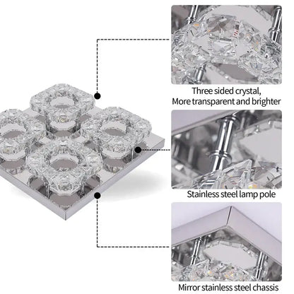 Modern geometric crystal smart led chandelier for living room