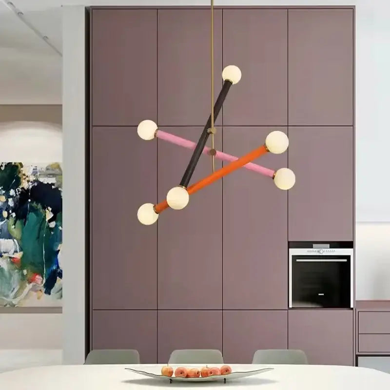 Modern geometric decorbites colorful chandelier dining room light
