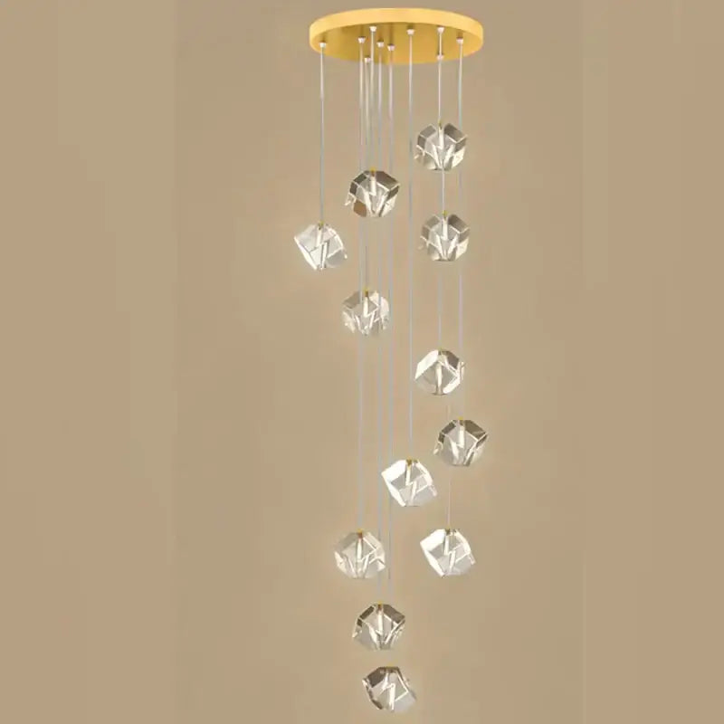 Modern geometric crystal led chandelier staircase light