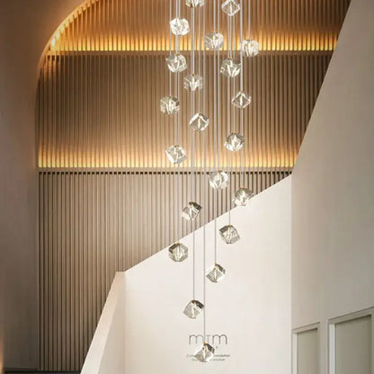 Modern geometric crystal led chandelier staircase light