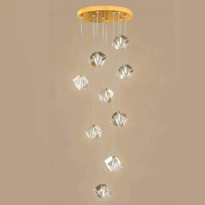 Modern geometric crystal led chandelier staircase light