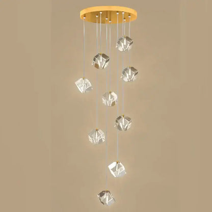 Modern geometric crystal led chandelier staircase light