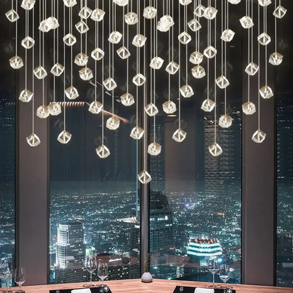 Modern geometric crystal led chandelier staircase light