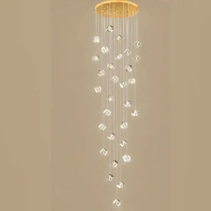 Modern geometric crystal led chandelier staircase light