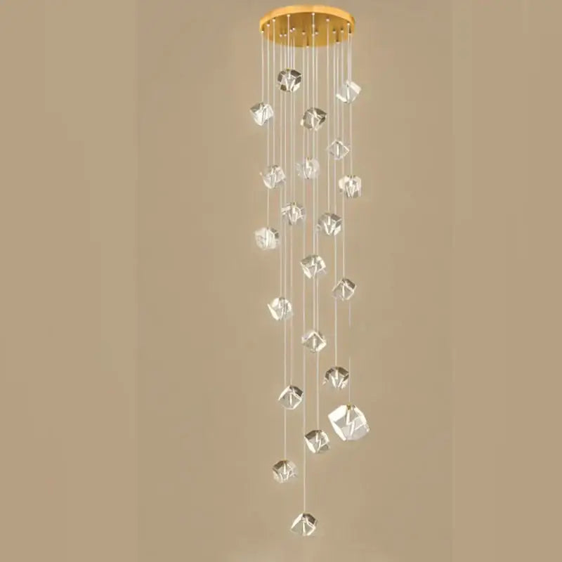Modern geometric crystal led chandelier staircase light