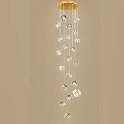 Modern geometric crystal led chandelier staircase light