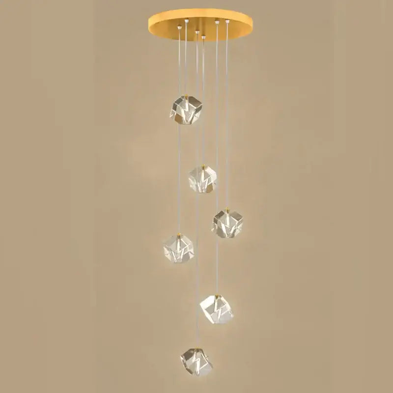 Modern geometric crystal led chandelier staircase light