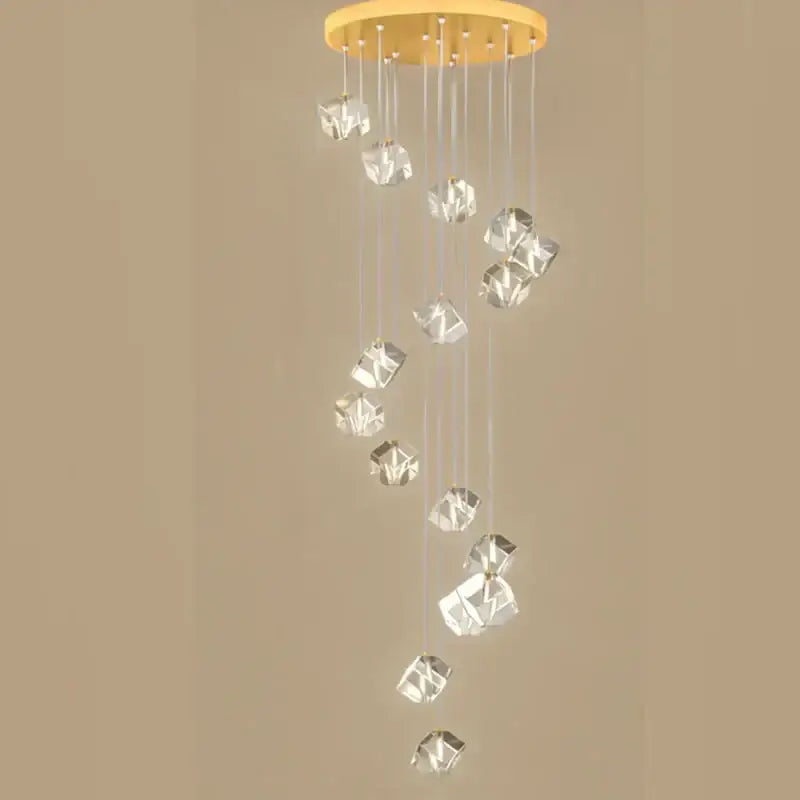 Modern geometric crystal led chandelier staircase light