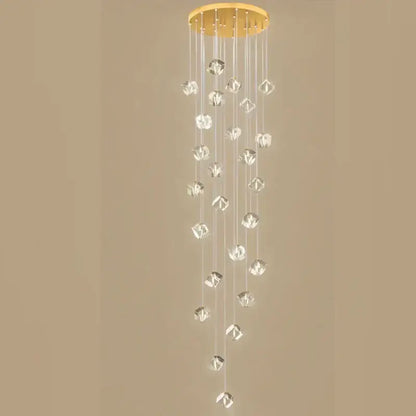 Modern geometric crystal led chandelier staircase light