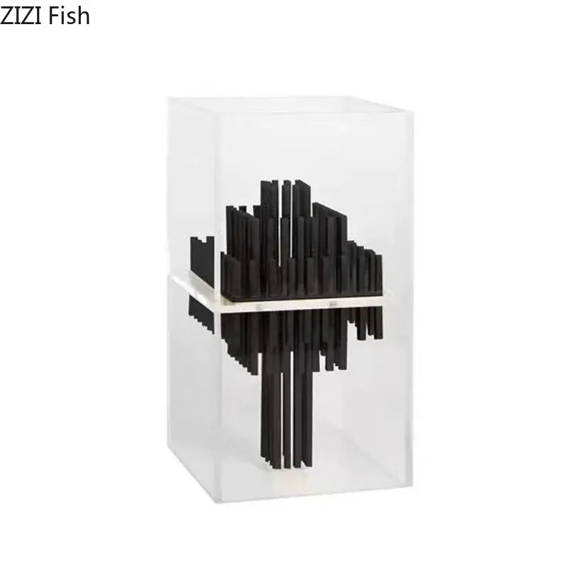 Modern geometric display box gold metal sculpture living room decor