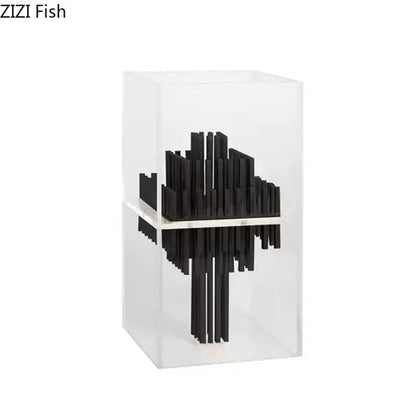Modern geometric display box gold metal sculpture living room decor