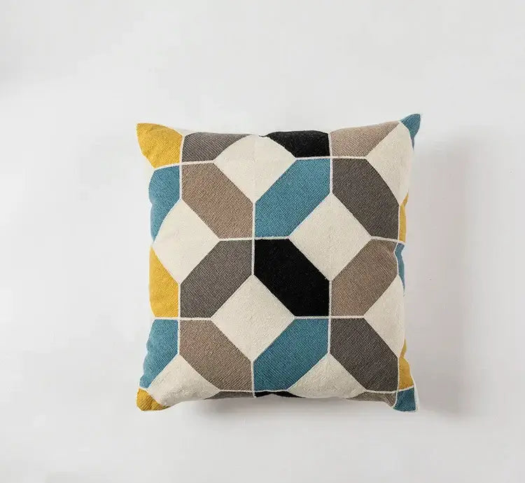 Modern geometric embroidery cushion cover set living room decor