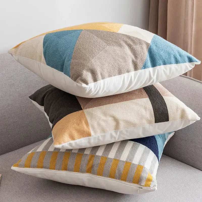 Modern geometric embroidery cushion cover set living room decor