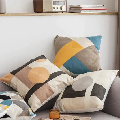 Modern geometric embroidery cushion cover set living room decor