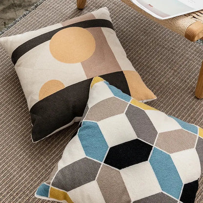 Modern geometric embroidery cushion cover set living room decor