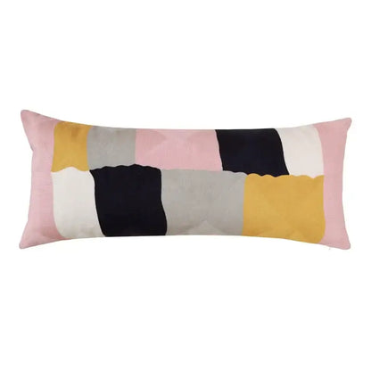 Modern geometric embroidery pillow cover yellow & gray living room