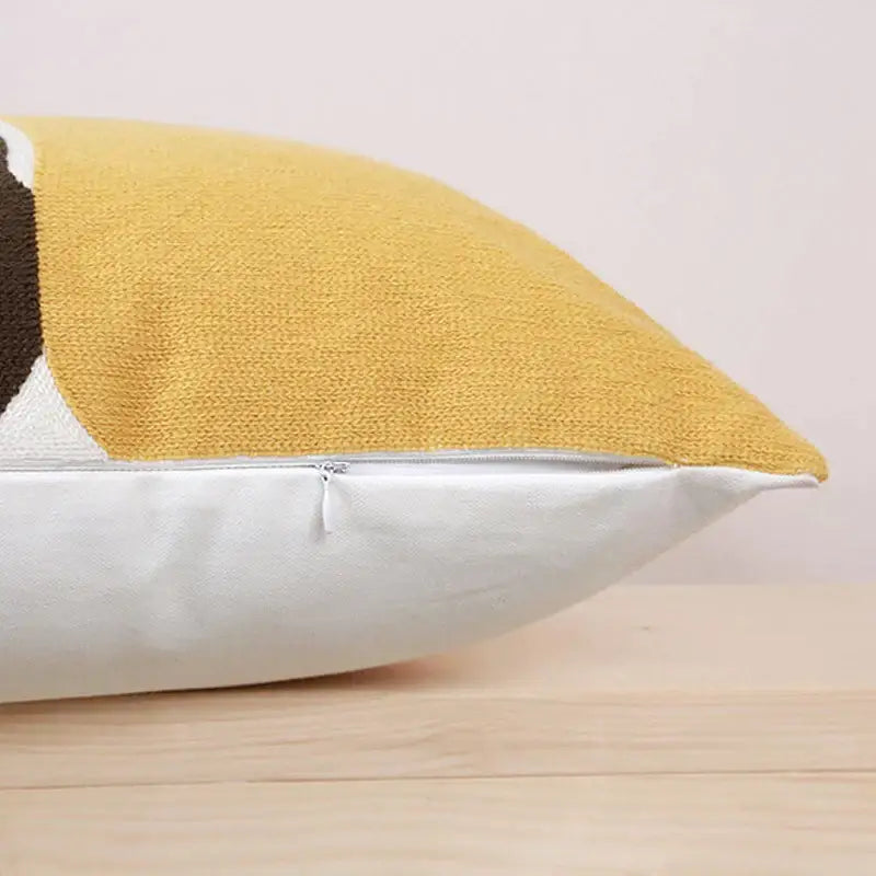Modern geometric embroidery pillow cover yellow & gray living room