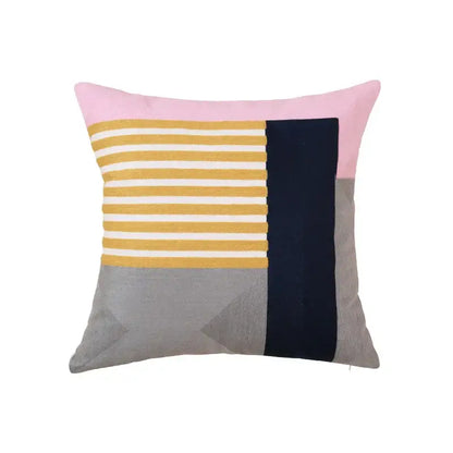 Modern geometric embroidery pillow cover yellow & gray living room
