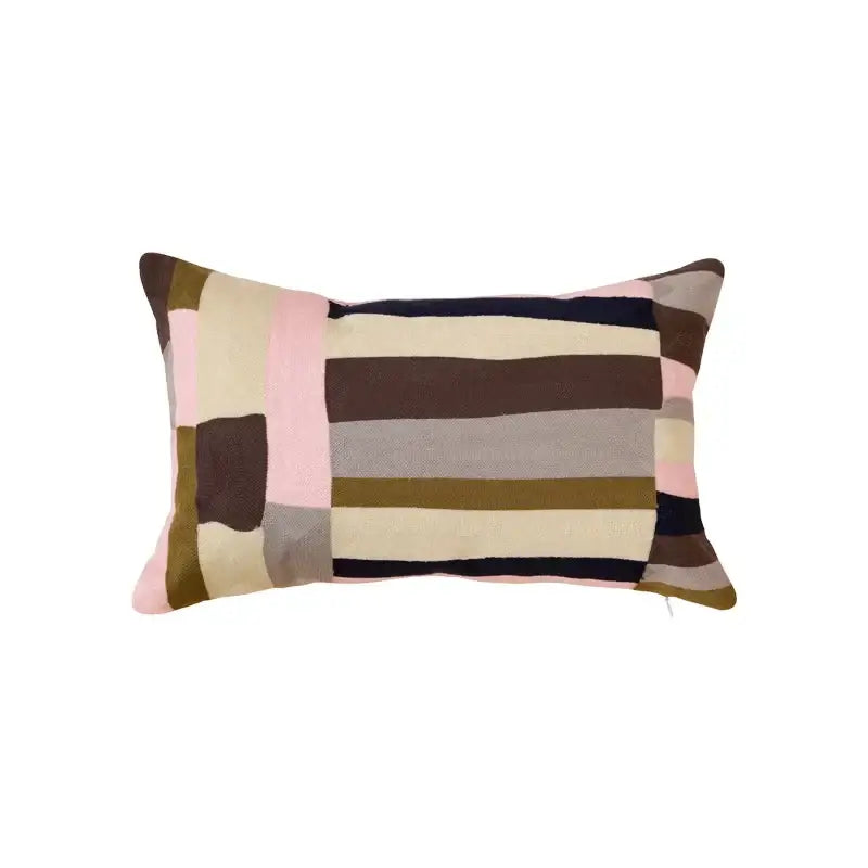 Modern geometric embroidery pillow cover yellow & gray living room
