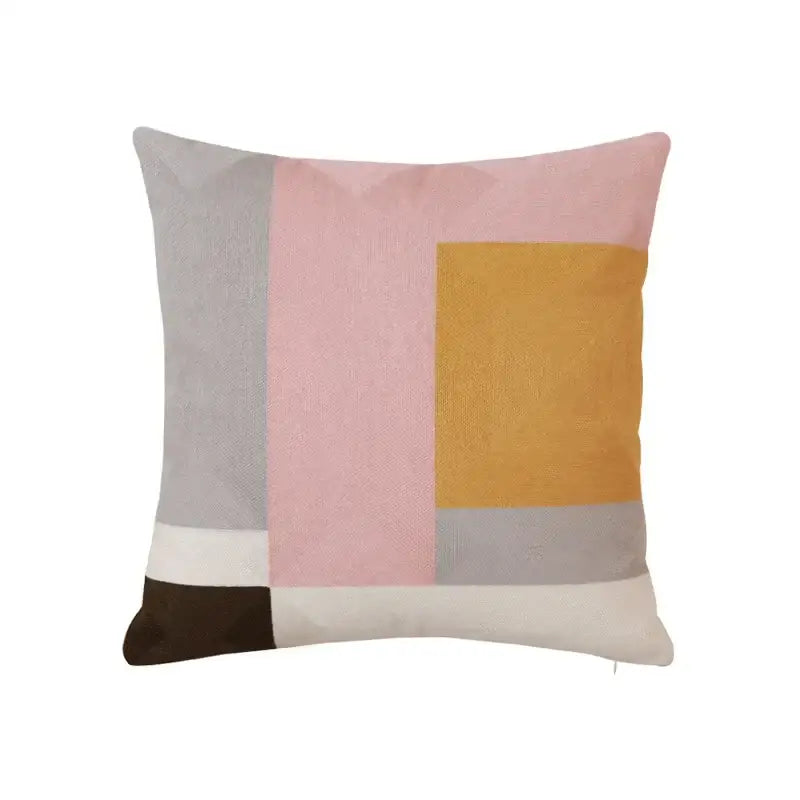 Modern geometric embroidery pillow cover yellow & gray living room
