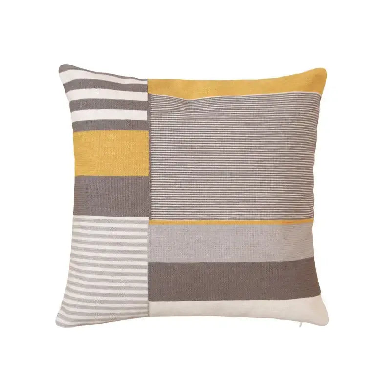 Modern geometric embroidery pillow cover yellow & gray living room