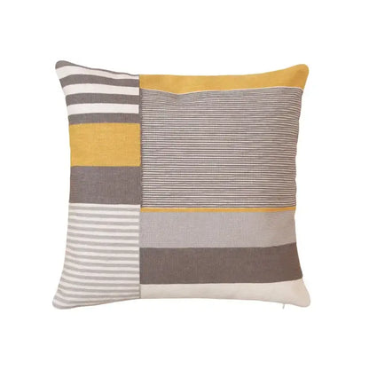Modern geometric embroidery pillow cover yellow & gray living room