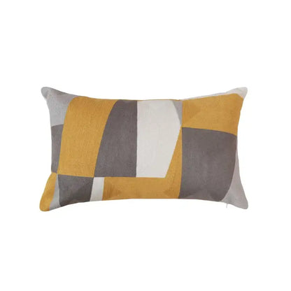 Modern geometric embroidery pillow cover yellow & gray living room