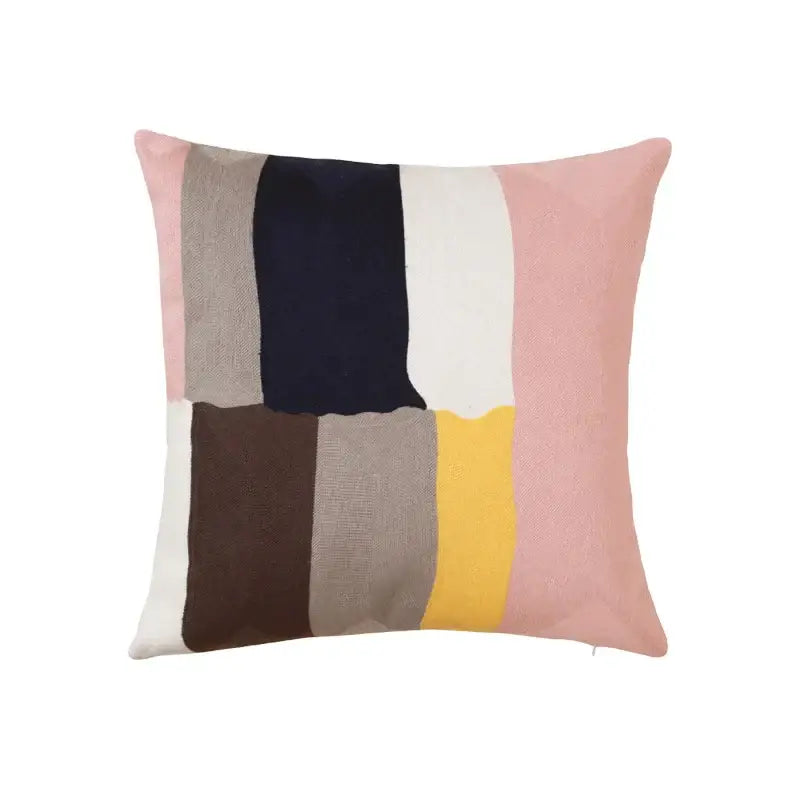 Modern geometric embroidery pillow cover yellow & gray living room