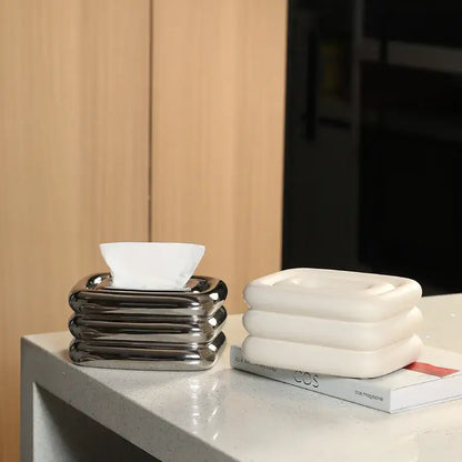Modern geometric fringe chrome tissue box living room desktop holder