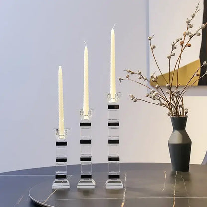 Modern geometric glass candle holder set dining room block design