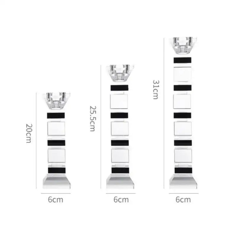 Modern geometric glass candle holder set dining room block design