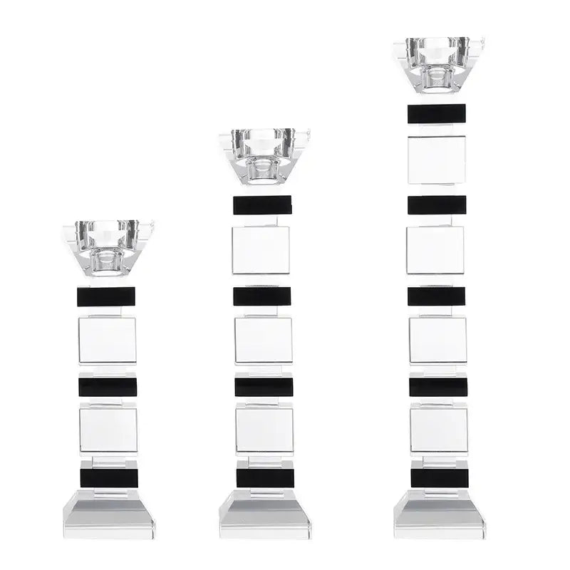Modern geometric glass candle holder set dining room block design