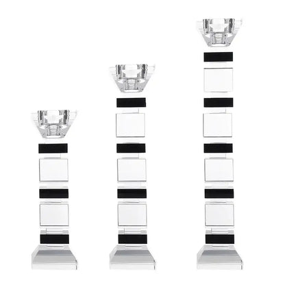 Modern geometric glass candle holder set dining room block design
