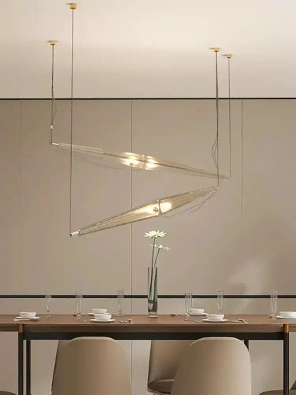 Modern geometric glass cone chandelier dining room pendant light