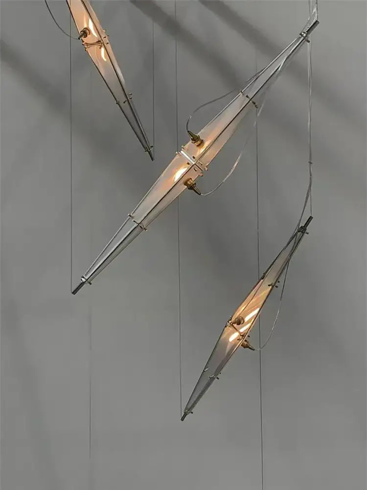 Modern geometric glass cone chandelier dining room pendant light