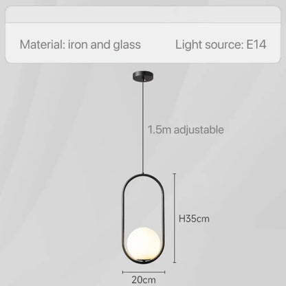 Modern geometric glass pendant lights for bedroom bedside